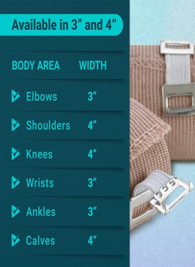 MEDca Elastic Compression Bandage Wrap - Premium Quality (Set of 4) w/ Hooks, Athletic Sport Support Tape Rolls for Ankle, Wrist, Arm, Leg Sprains First Aid Bandages Measure (2)- 4" x 5 Ft (2)- 3" x 5 Ft - Image 5